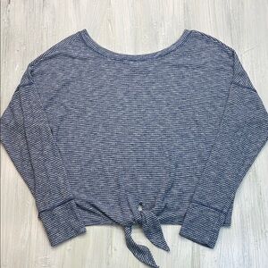 Abercrombie & Fitch Blue & White Striped Soft Long Sleeve Top Sz L